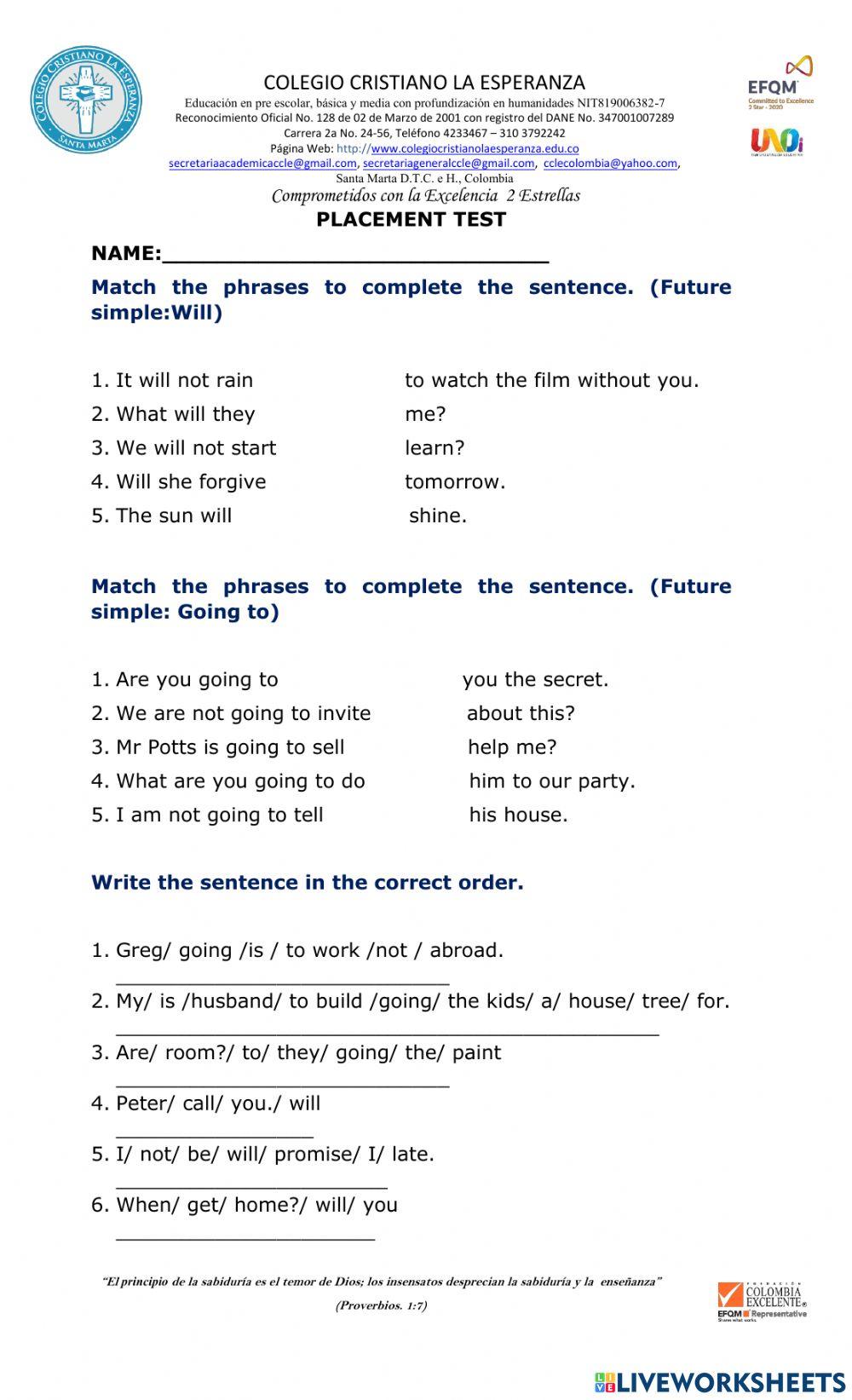 Future simple: Will- going to