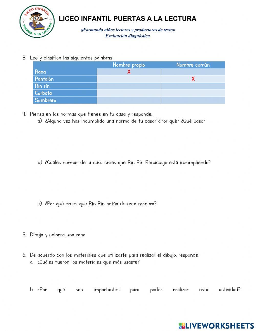 Evaluacion diagnóstica
