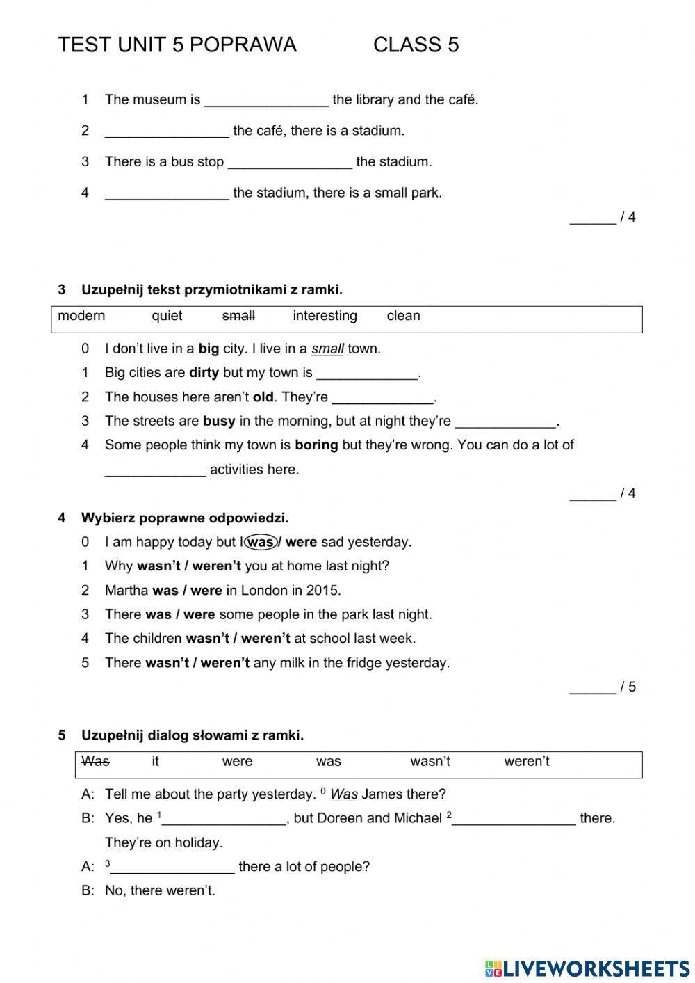 Test unit 5  Class 5 POPRAWA