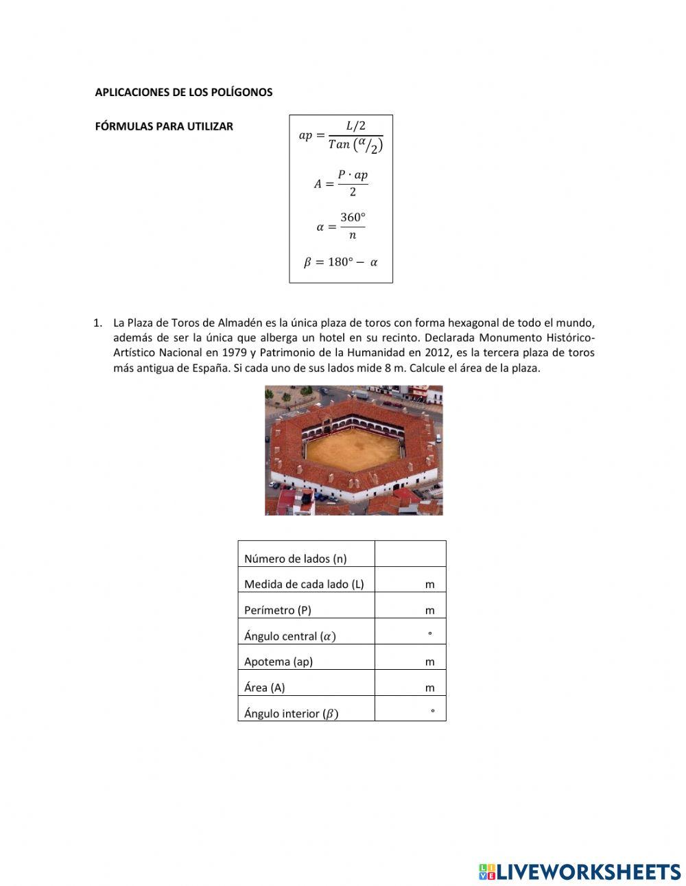 Área de polígonos regulares.