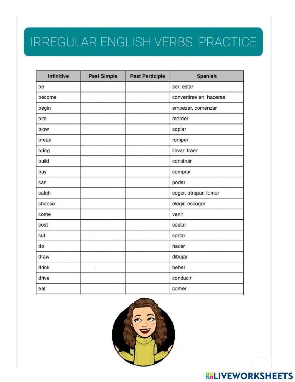 20 Irregular verbs practice in alphabetical order 3
