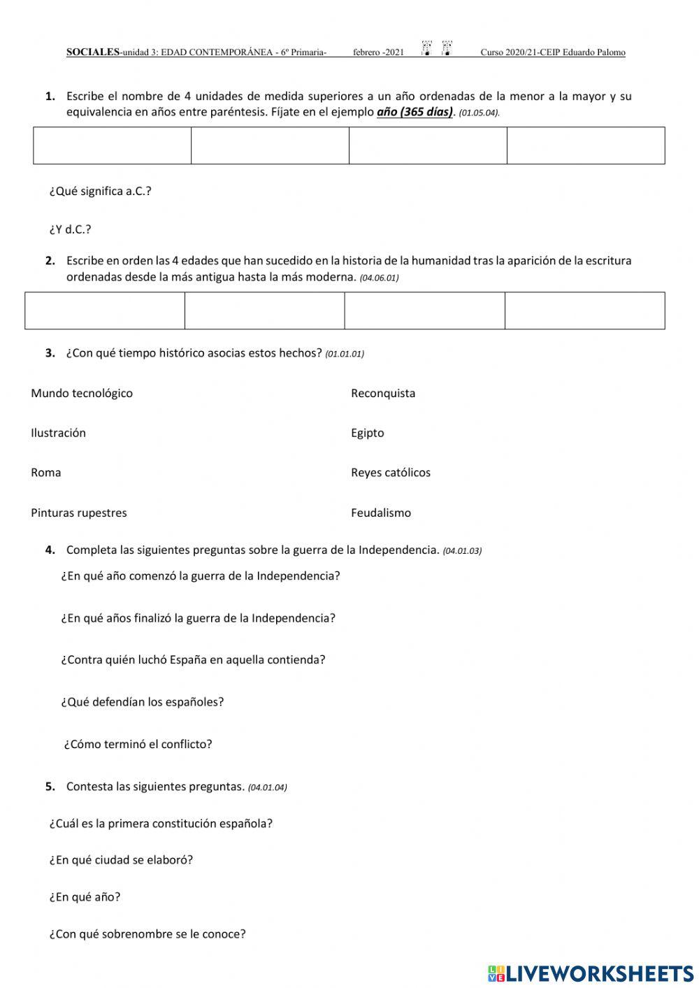 Principios de la Edad Contemporánea ADAPTADA