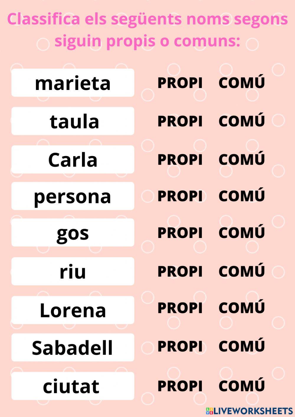 Noms propis i comuns Part1