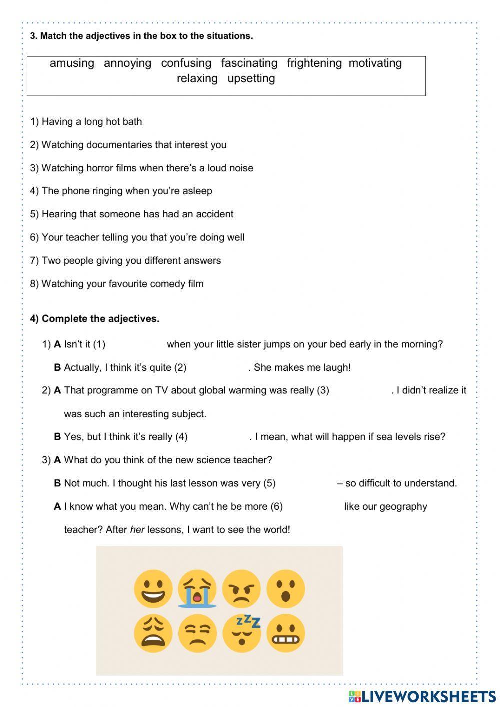 Vocabulary 1 - Adjectives - Feelings