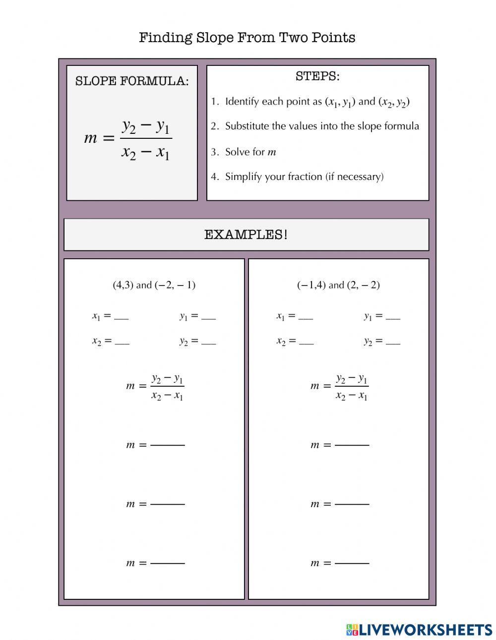 Finding Slope From Two Points Notes