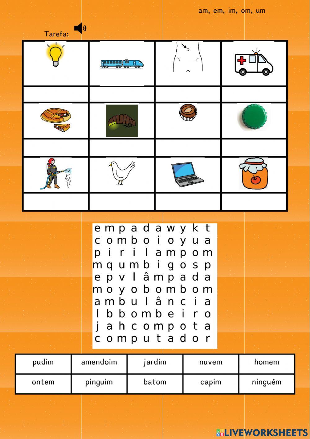 Casos de leitura: am, em, im, om, um