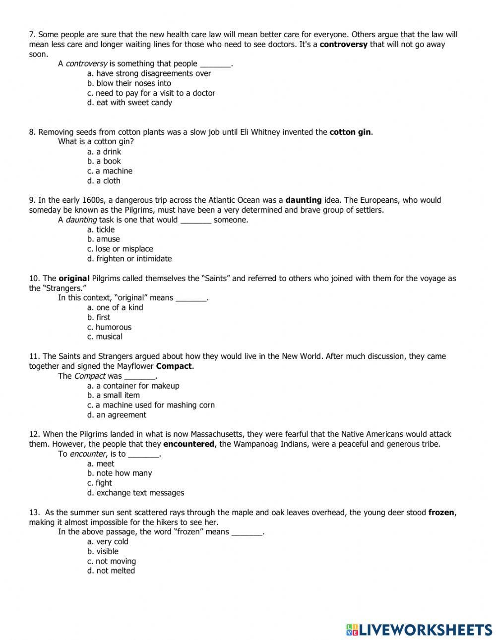 Context Clues Assessment Context Clues Assessment