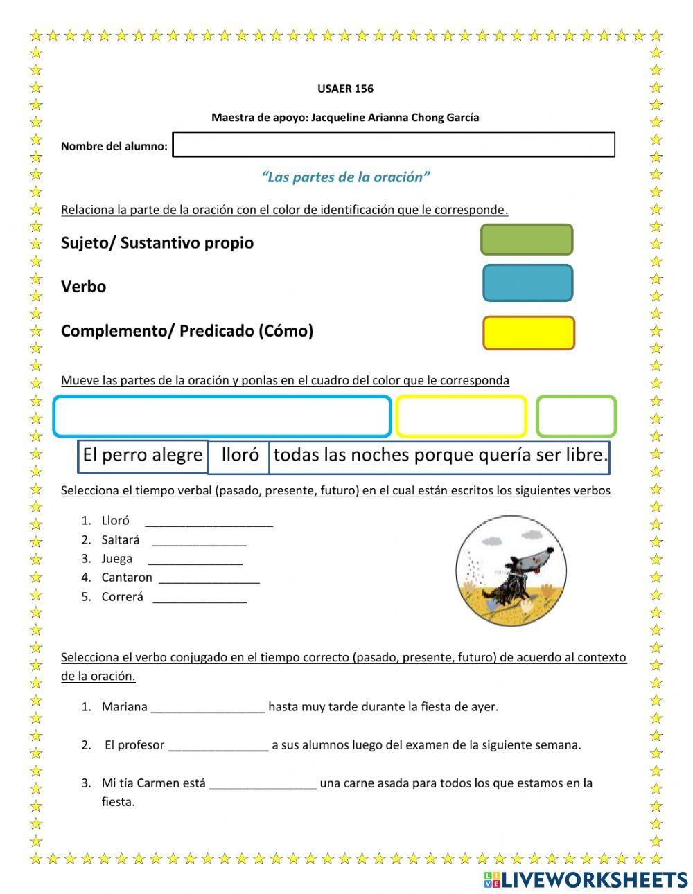 Las partes de la oración 6to (fichas de estructuración)