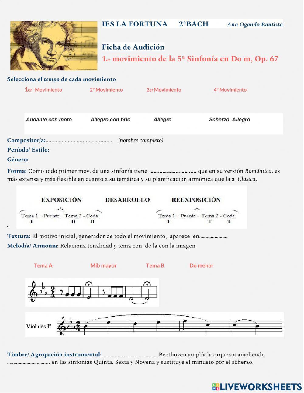 Ficha de Audición 1er Mov. 5º Sinfonía Beethoven