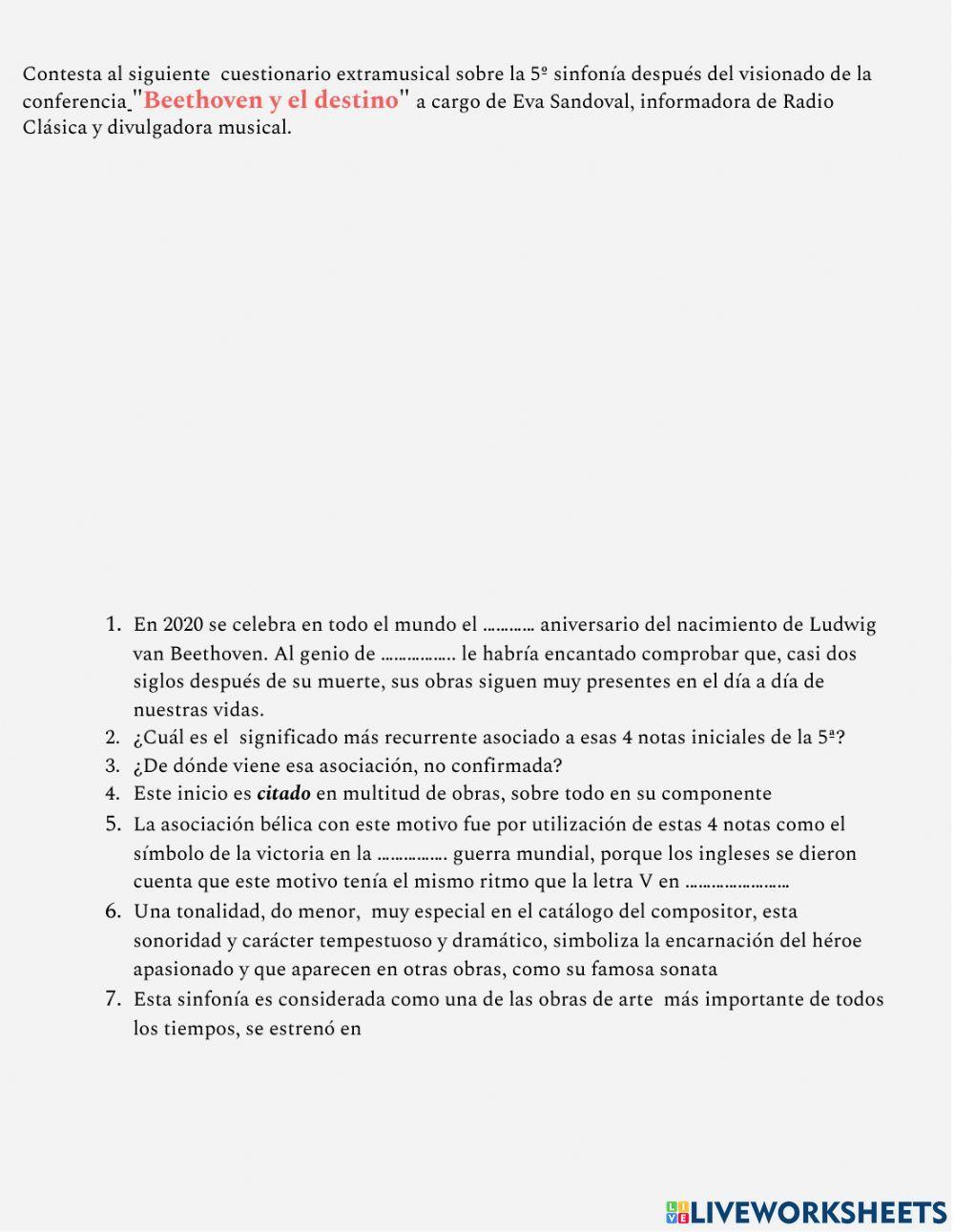 Ficha de Audición 1er Mov. 5º Sinfonía Beethoven