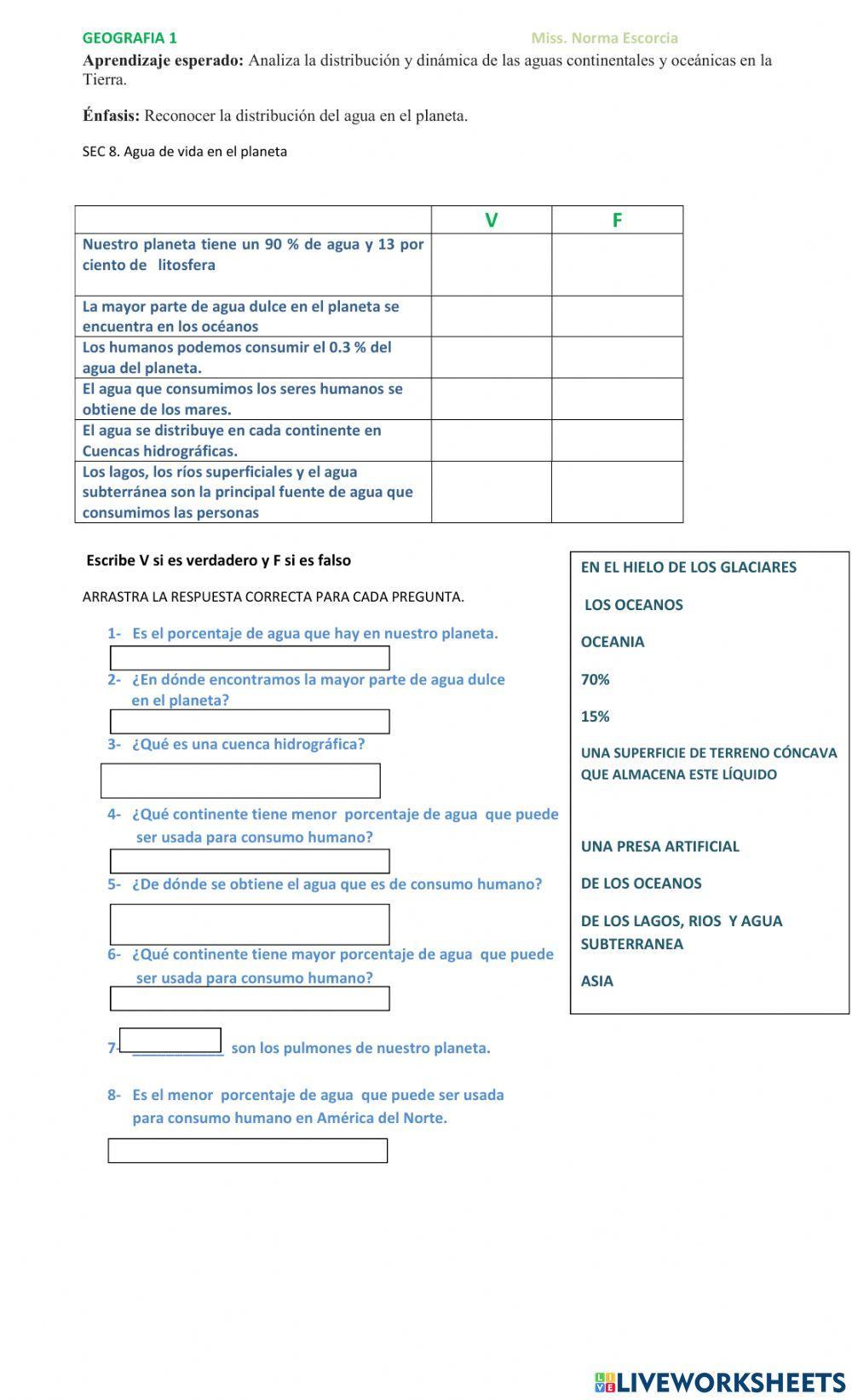 Agua de vida en el planeta