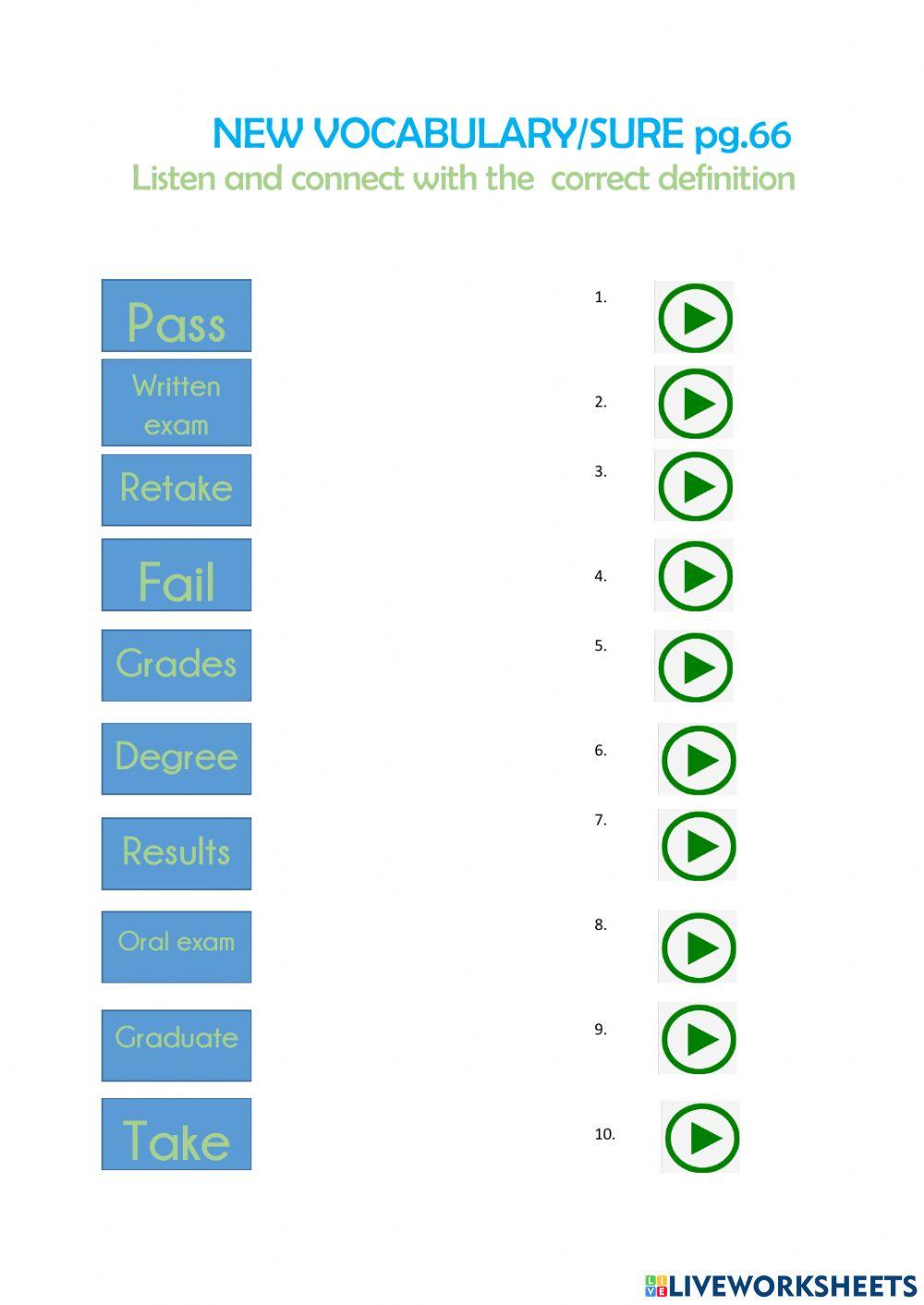 Vocabulary about studying