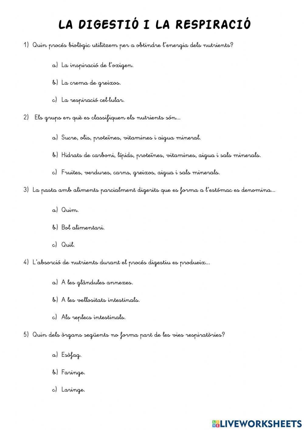 Control La digestió i la respiració