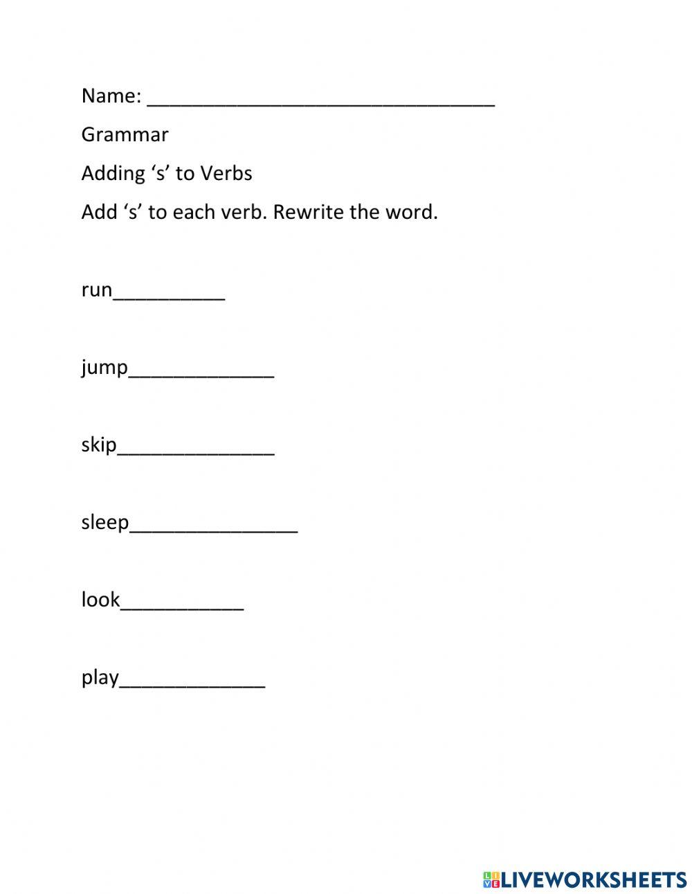 Adding 's' to verbs