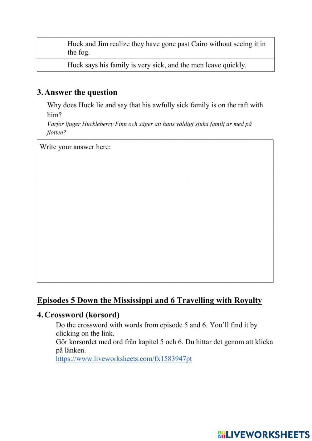 Huckleberry Finn - exercises