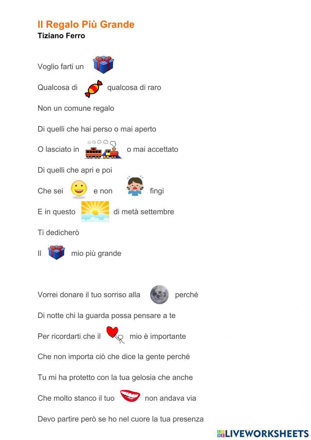 Canzone: Il Regalo Più Grande - Tiziano Ferro Canzone: Il Regalo Più Grande - Tiziano Ferro