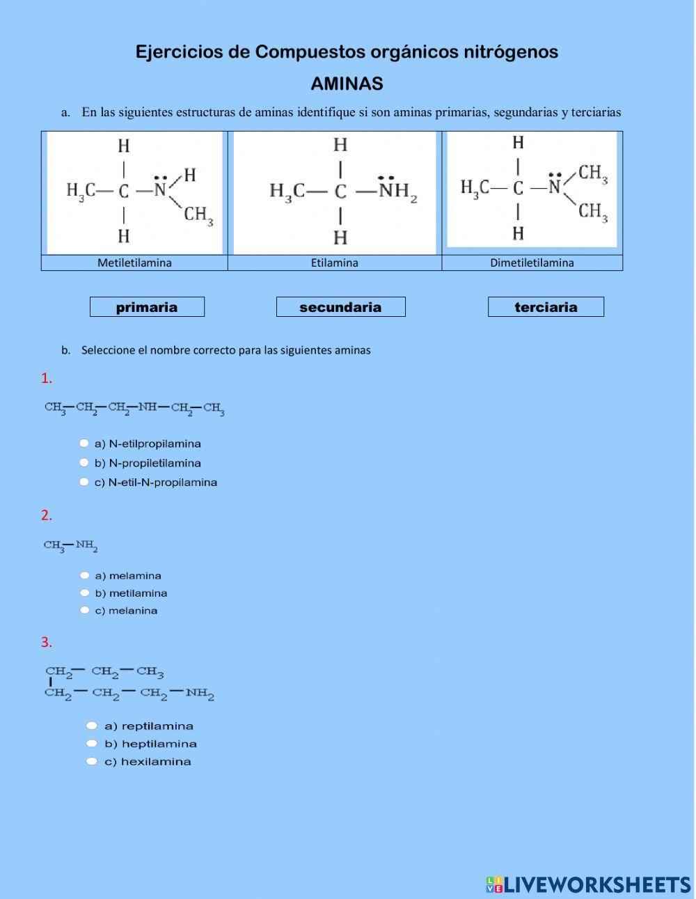 Compuestos orgánicos nitrogenados- AMINAS