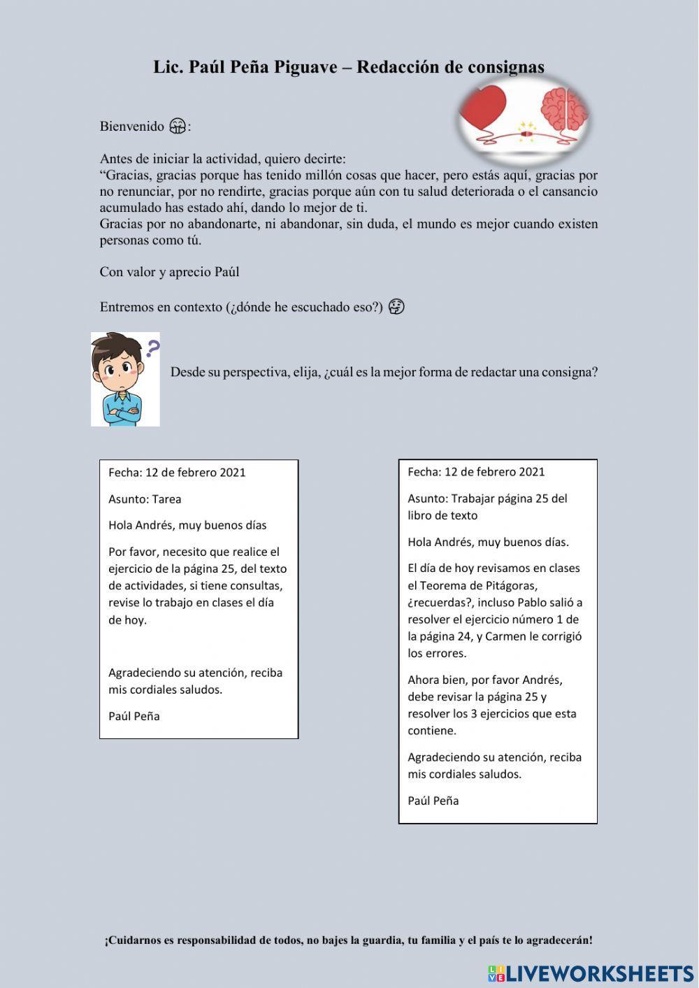 Redacción de consignas