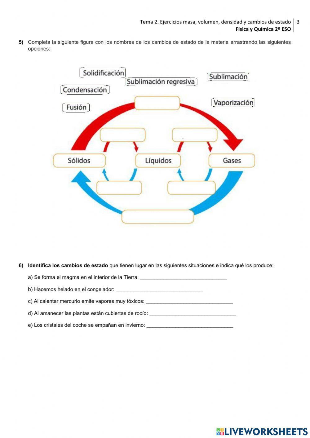 Propiedades de la materia y cambios de estado