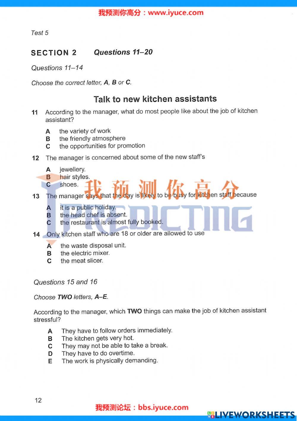 Ielts 12 - Test 5 - Listening