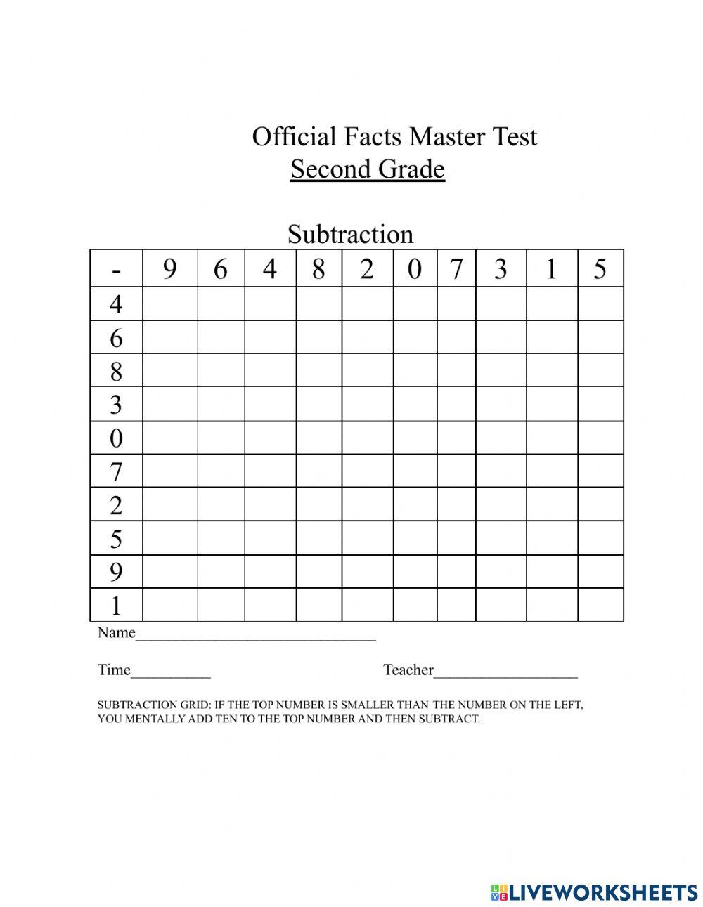 Math Star Subtraction worksheet | Live Worksheets