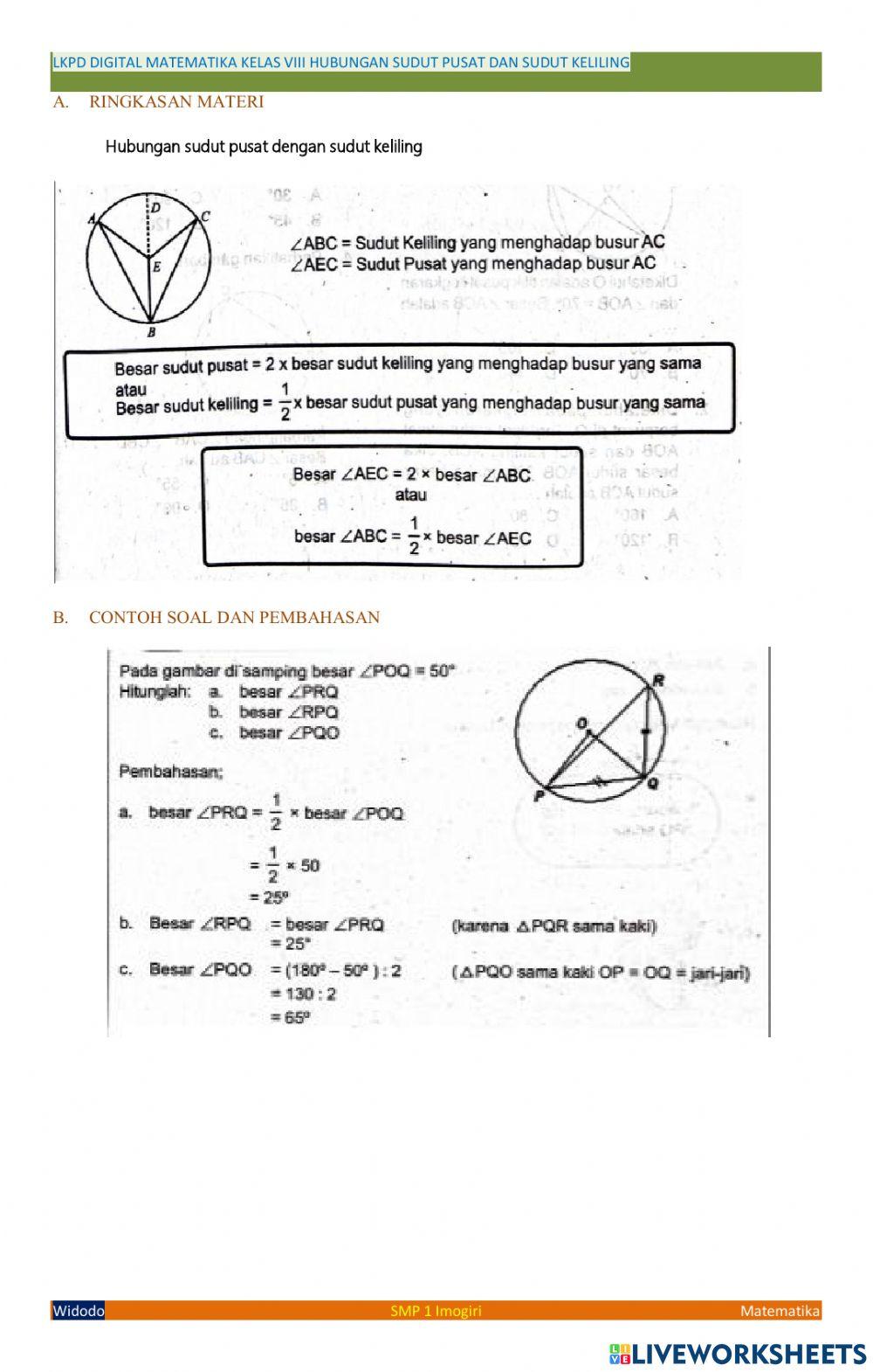 Hubungan Sudut Pusat Dengan Sudut Keliling