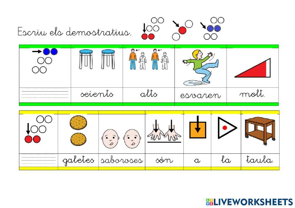 Escriure determinants demostratius i possessius. (amb so)