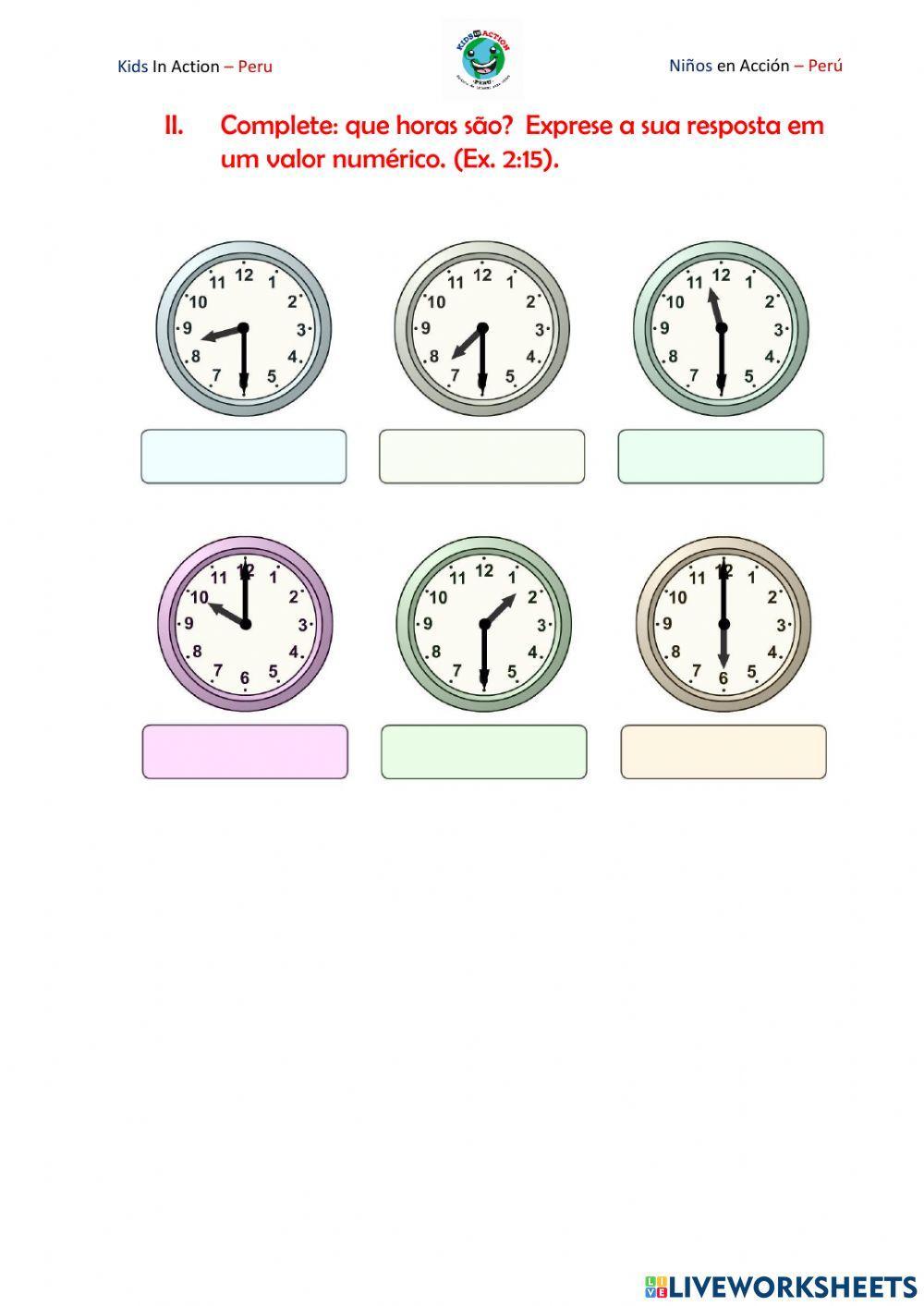 Vamos brincar com as horas!