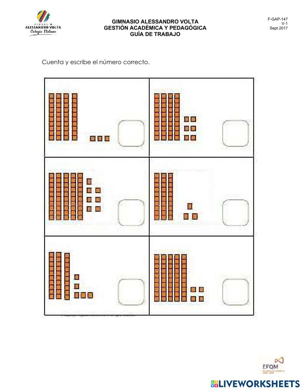 Número cantidad y dictado