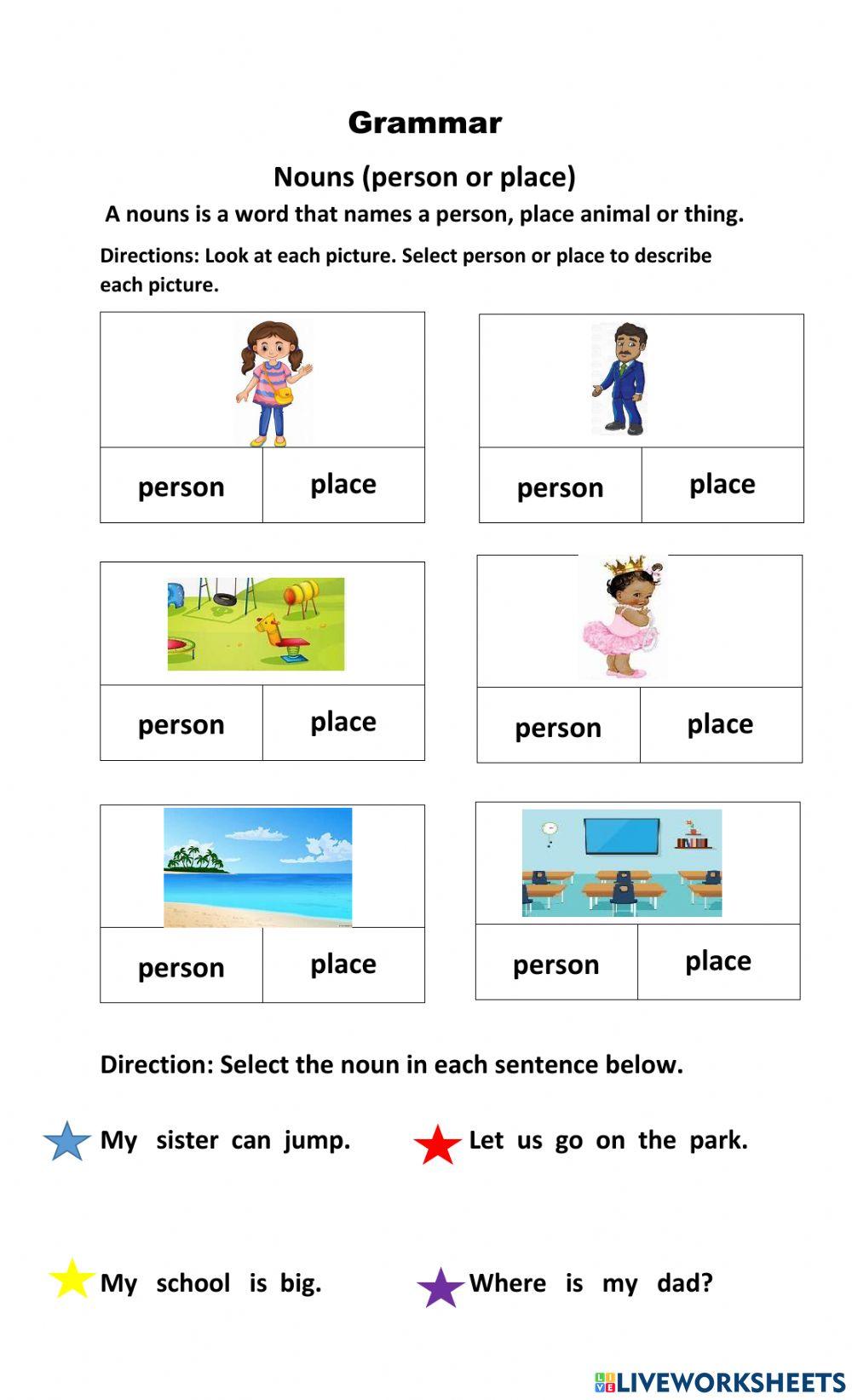 Nouns person and place