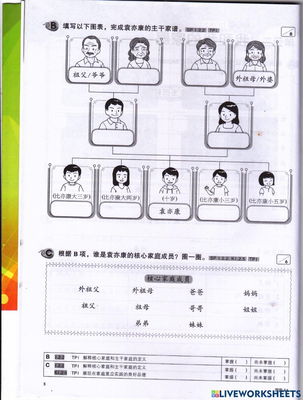 4年级历史：我和我的家庭