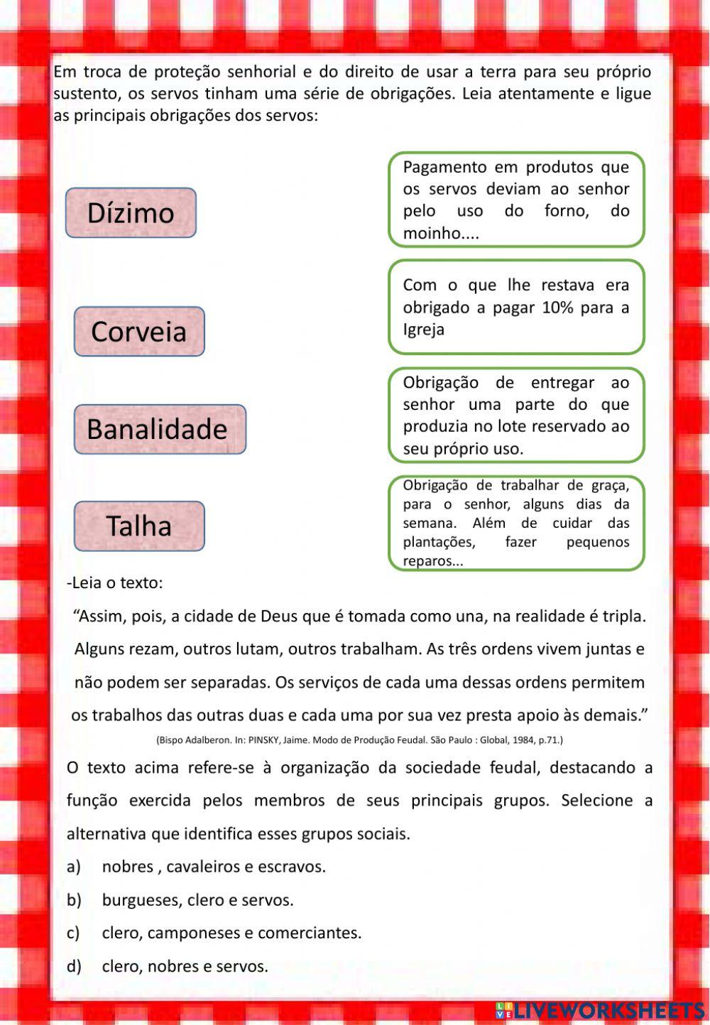 Atividade 01 - feudalismo