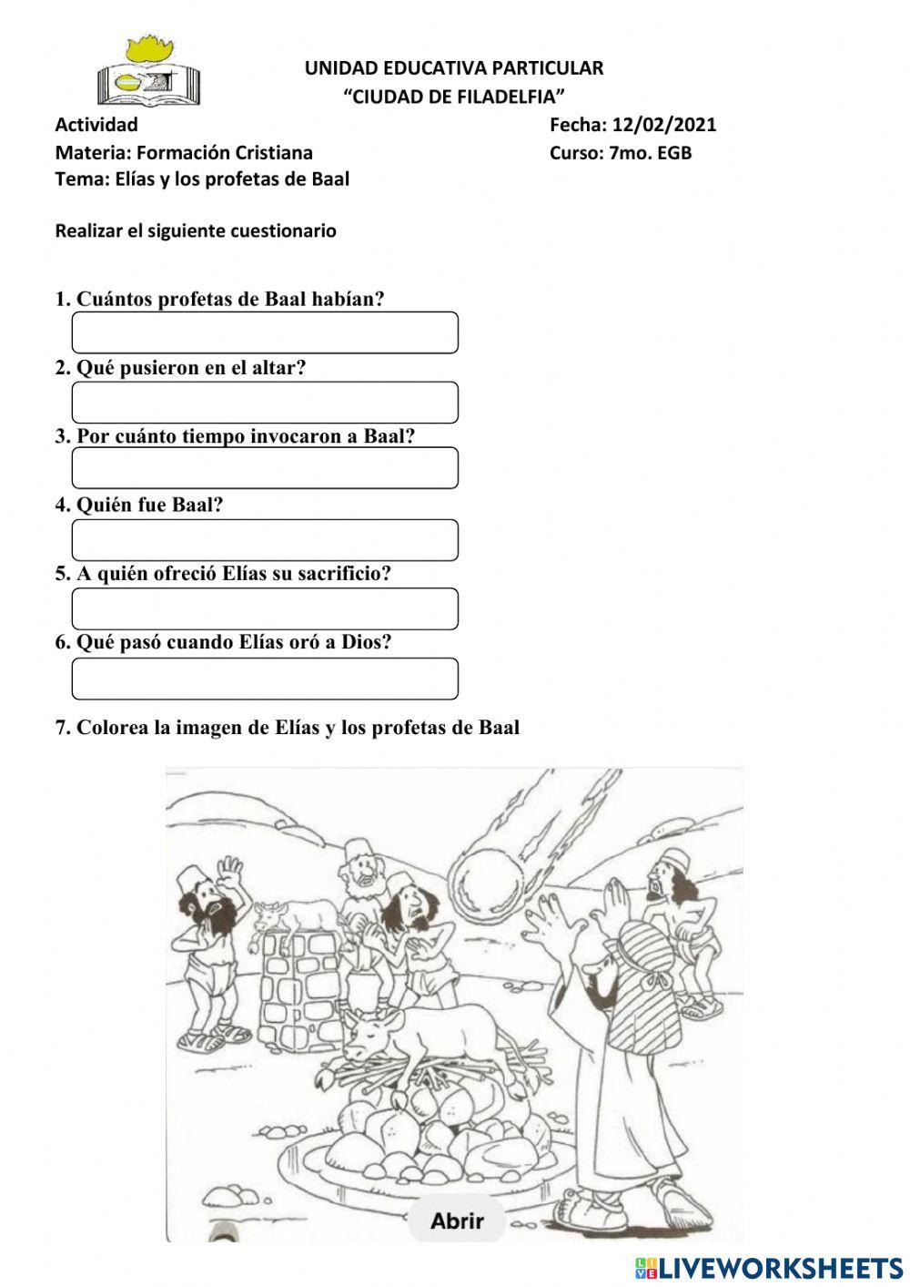 Elías y los profetas de Balaan