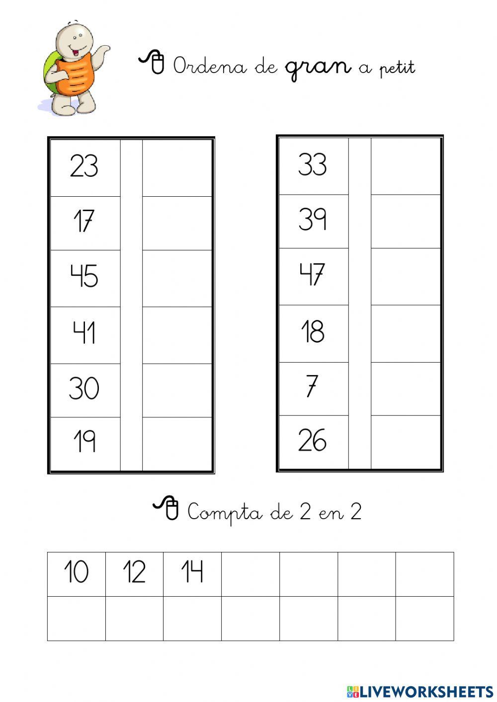 Numeració: Ordenar i comptar