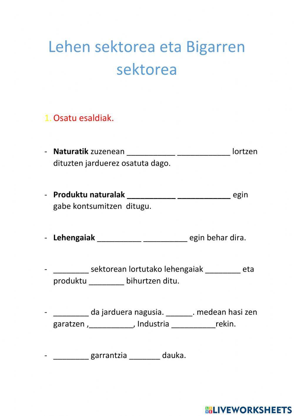 Lehen Sektorea eta Bigarren Sektorea