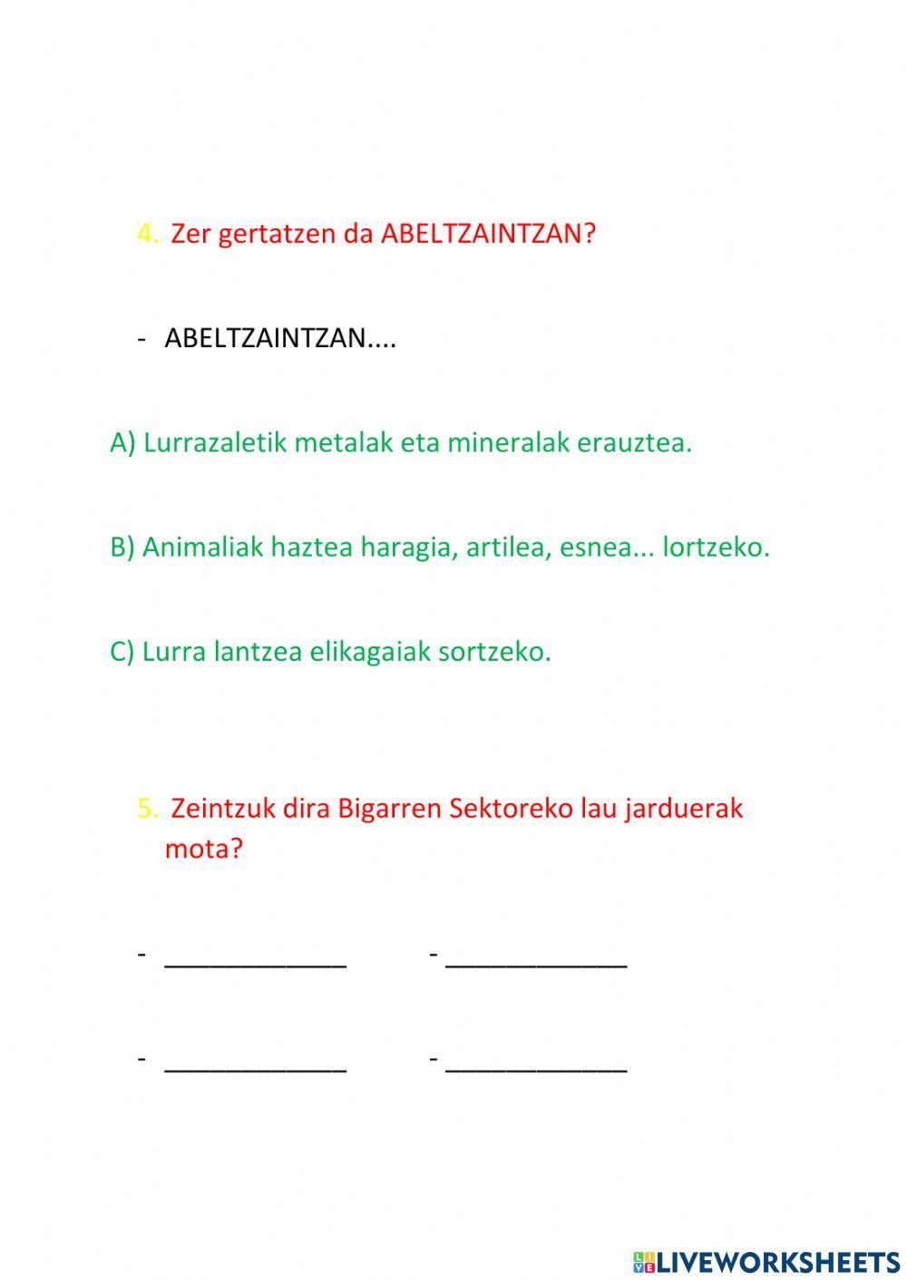 Lehen Sektorea eta Bigarren Sektorea