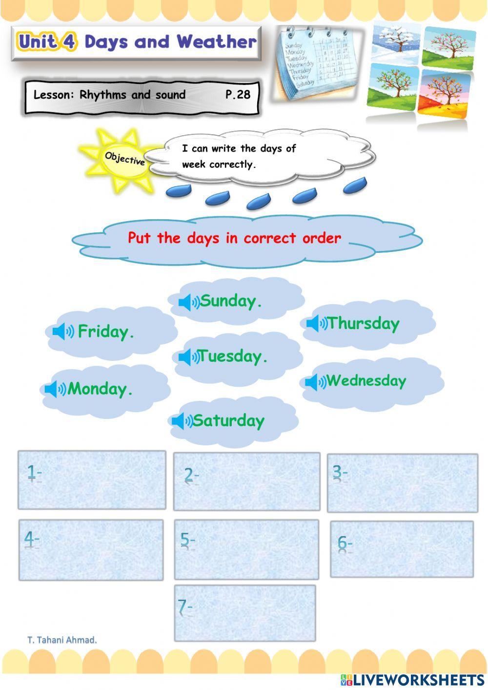 We can2 U4 L 2 days of theweek We can2 U4 L 2 days of theweek
