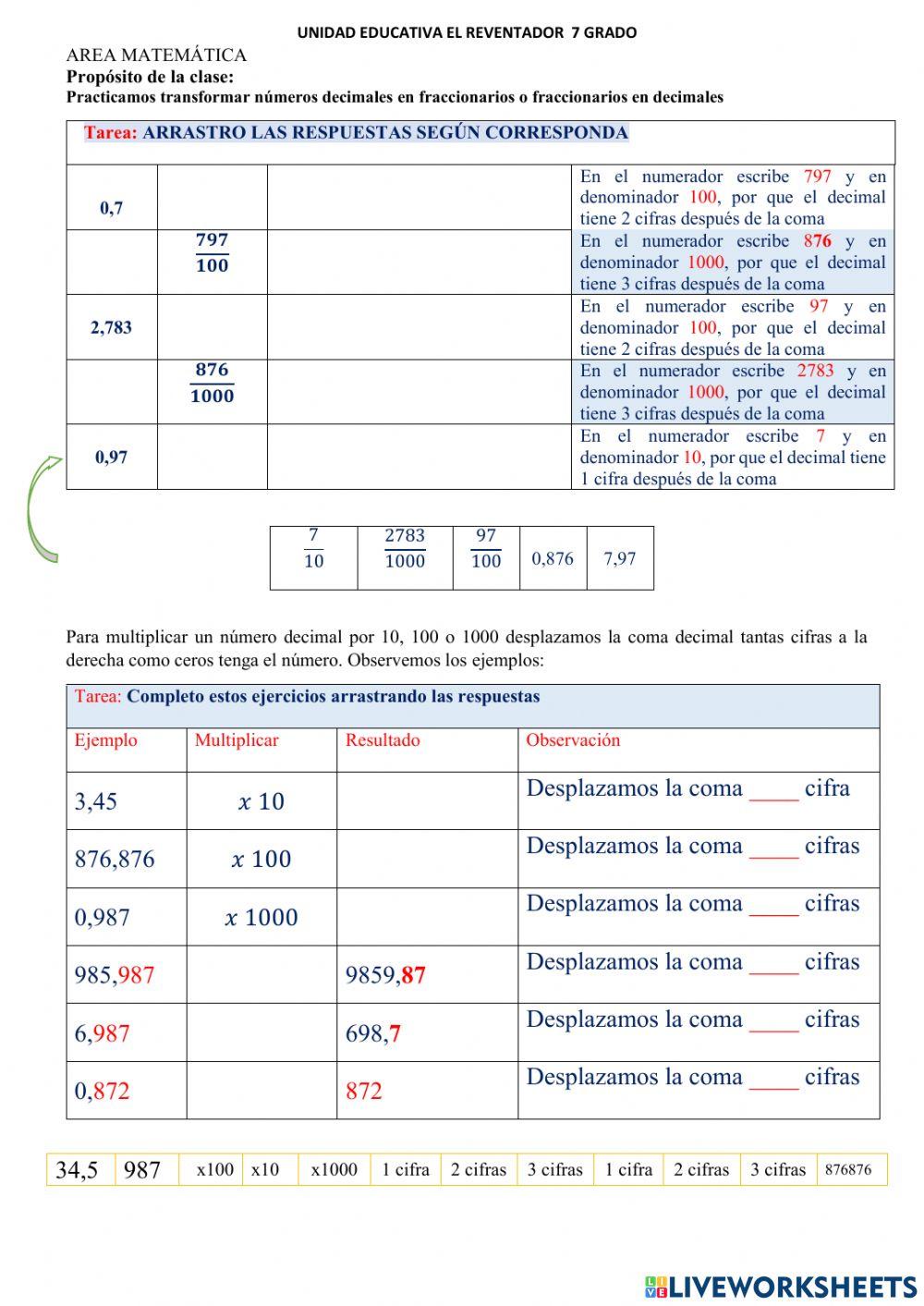 Actividades para matematica
