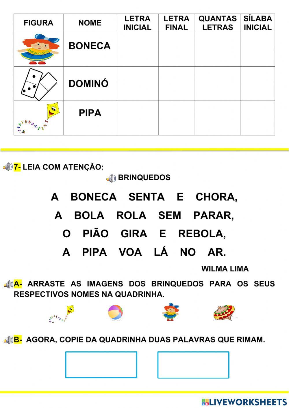 Ditado de brincadeiras e brinquedos 3