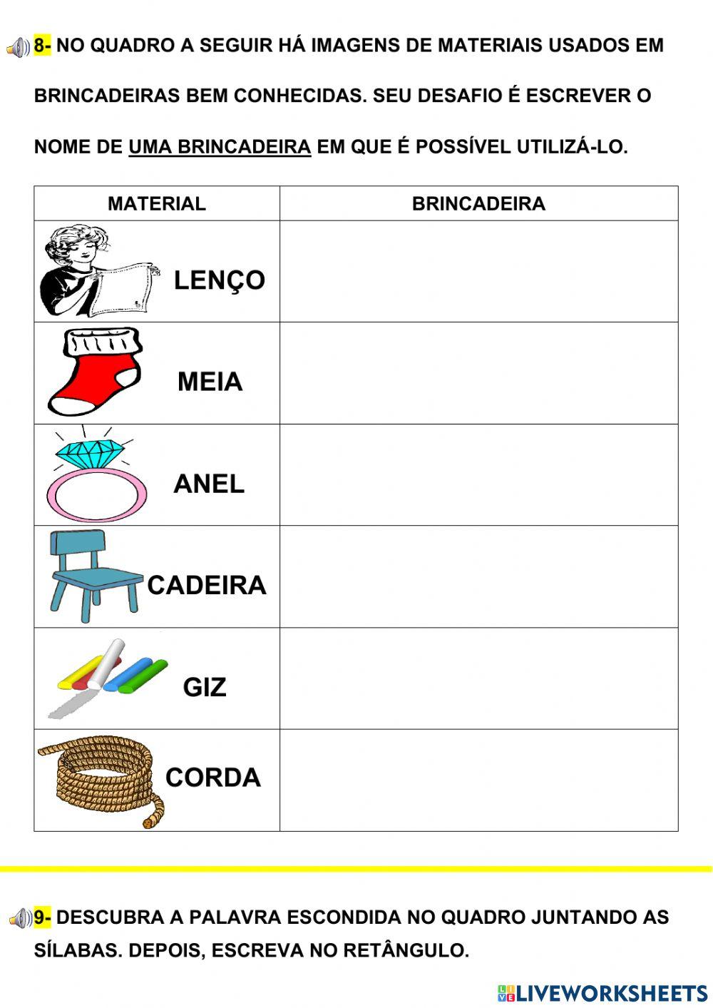 Ditado de brincadeiras e brinquedos 3