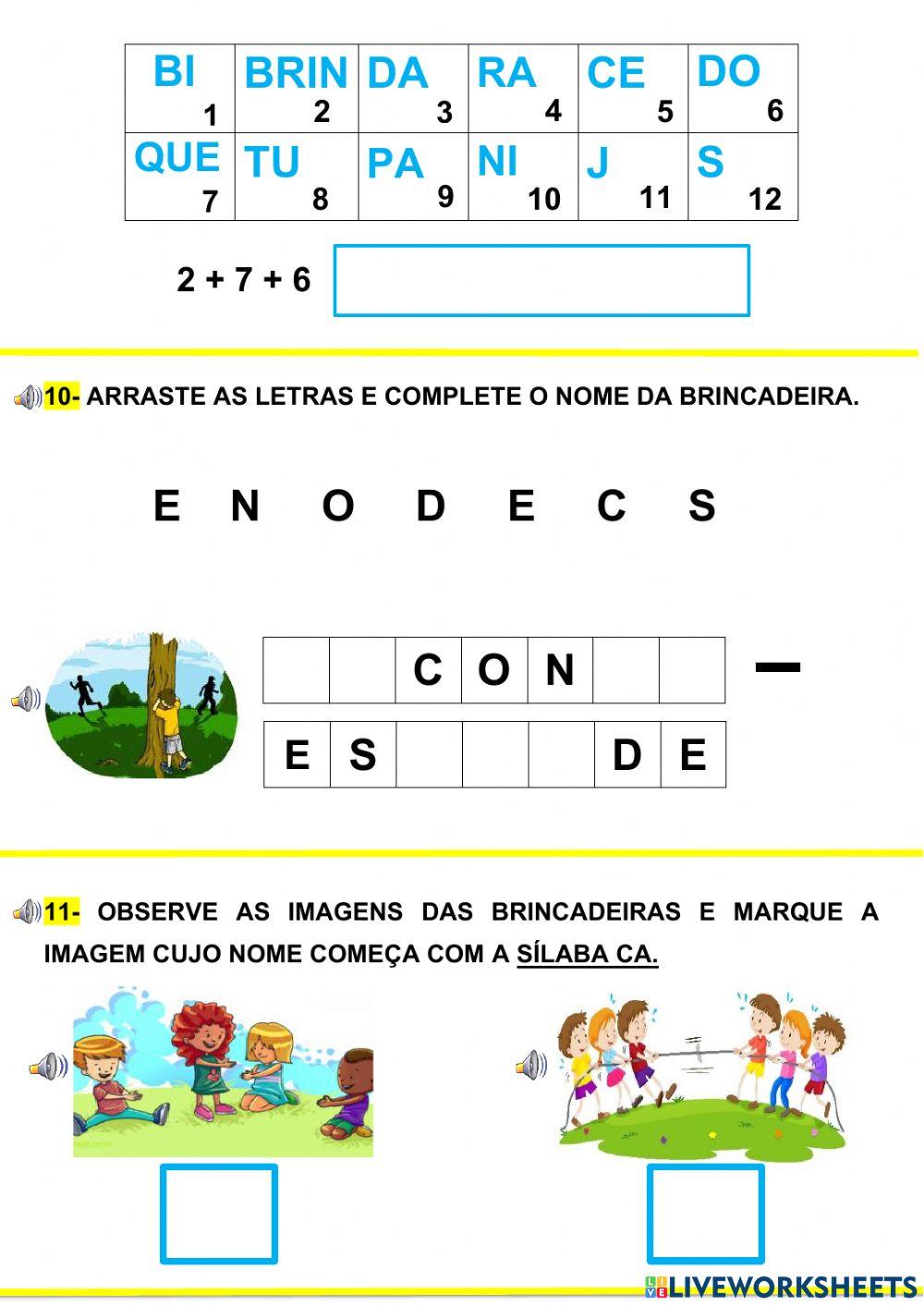 Ditado de brincadeiras e brinquedos 3