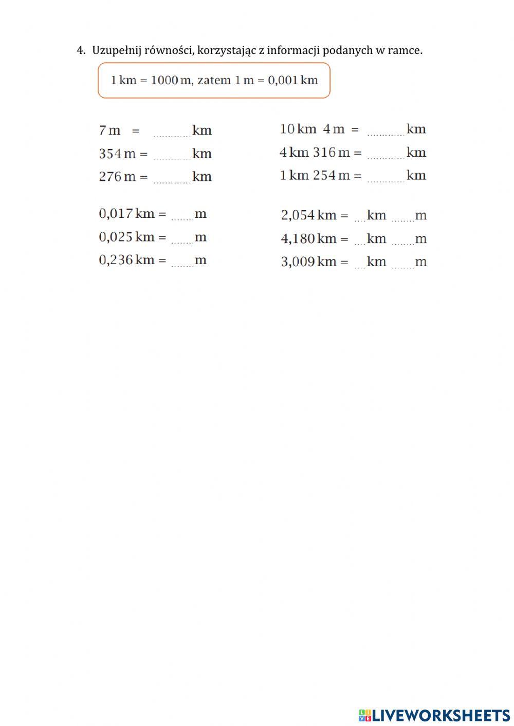 Zamiana wyrażeń dwumianowanych - jednostki długości