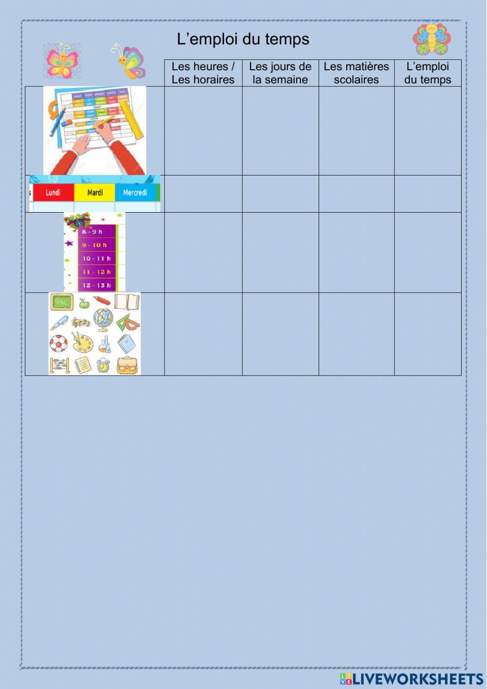 L'emploi du temps
