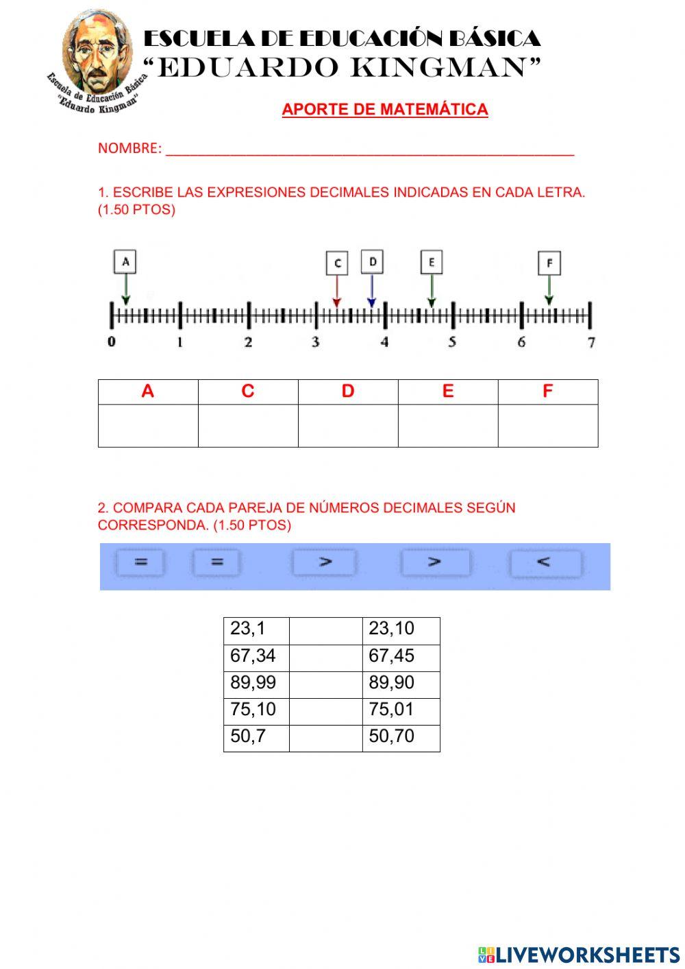 Evaluación de matemática