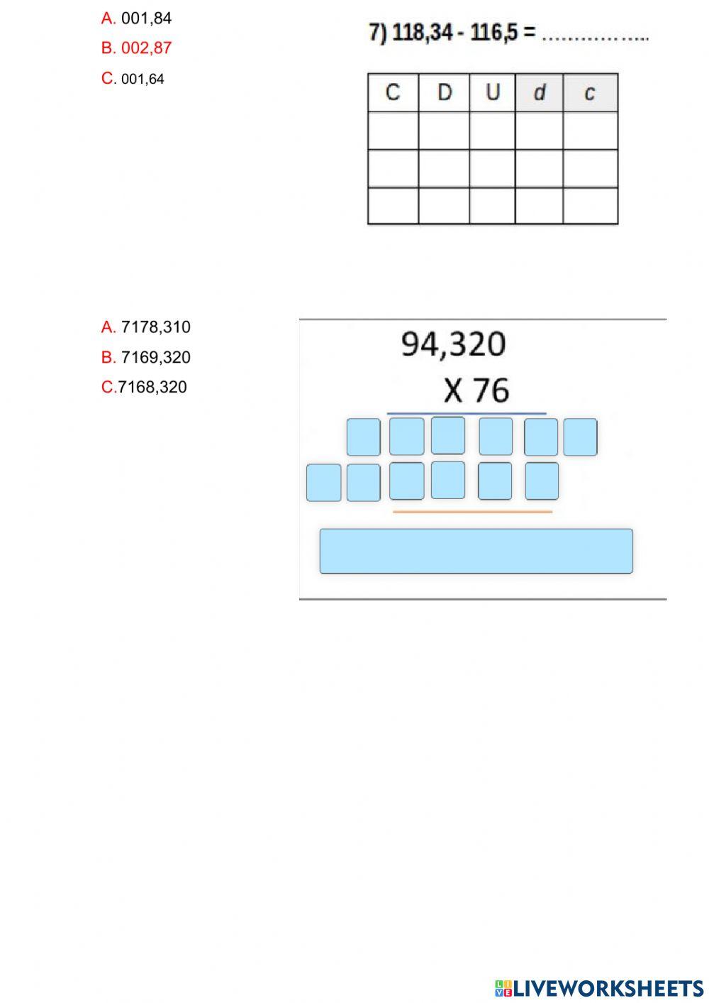 Evaluación de matemática