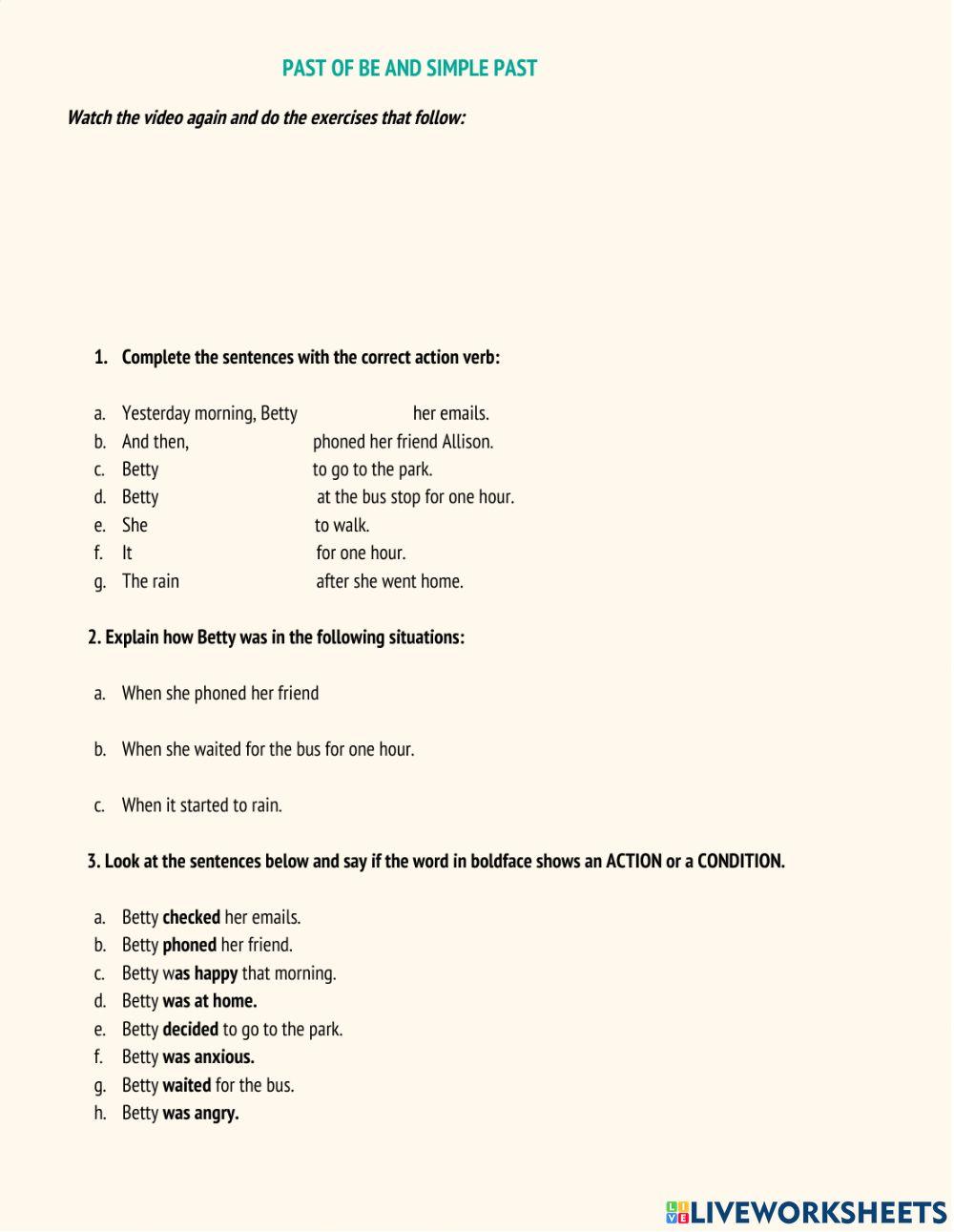 Past of Be and Simple Present