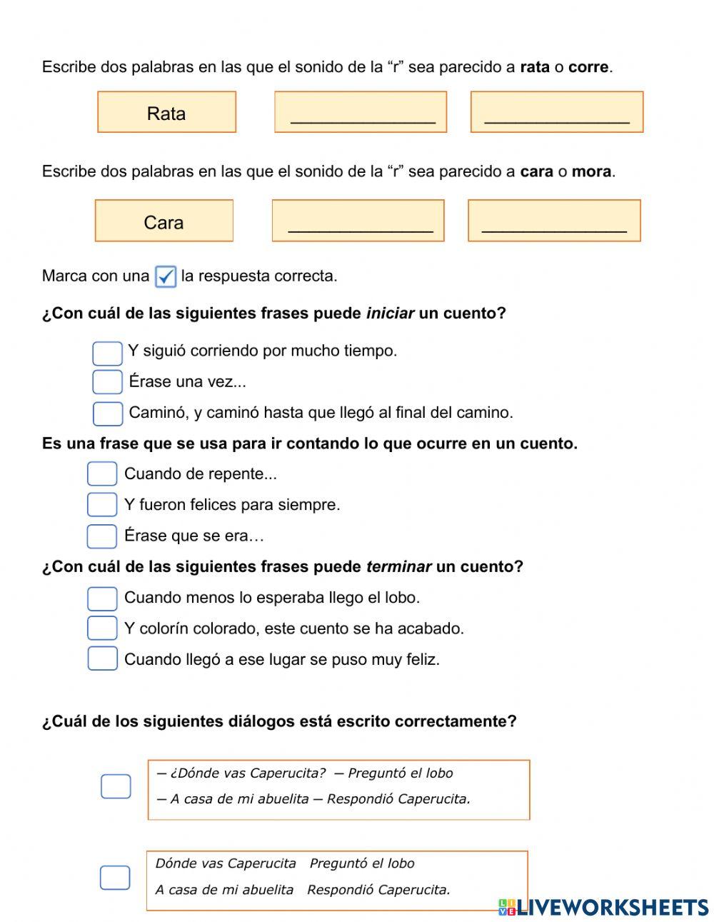 Examen español 2 grado bloque ll