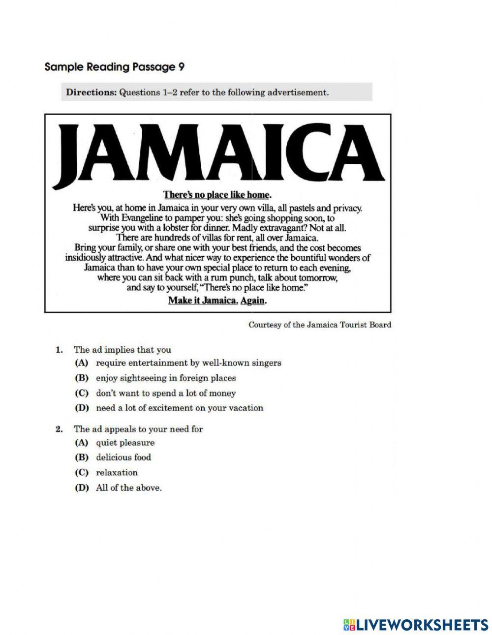 Reading Passages 8 - 10