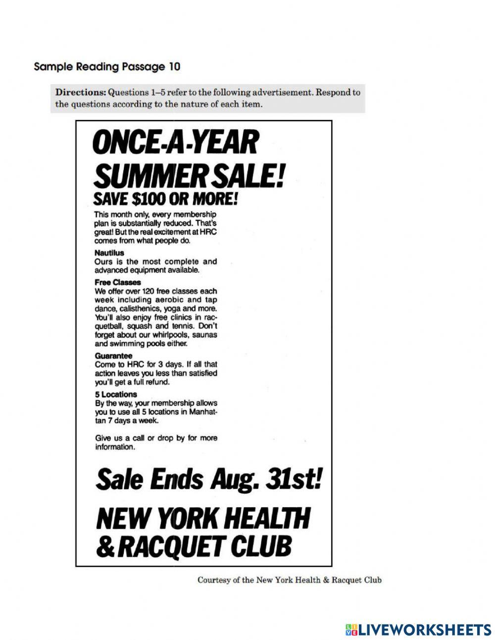 Reading Passages 8 - 10