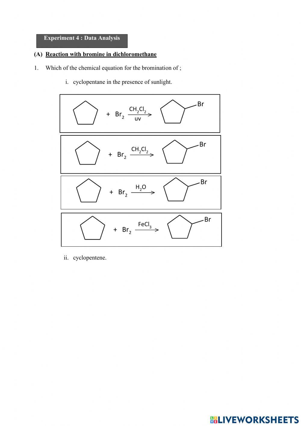 Experiment4: reaction aliphatic and aromatic hydrocarbon